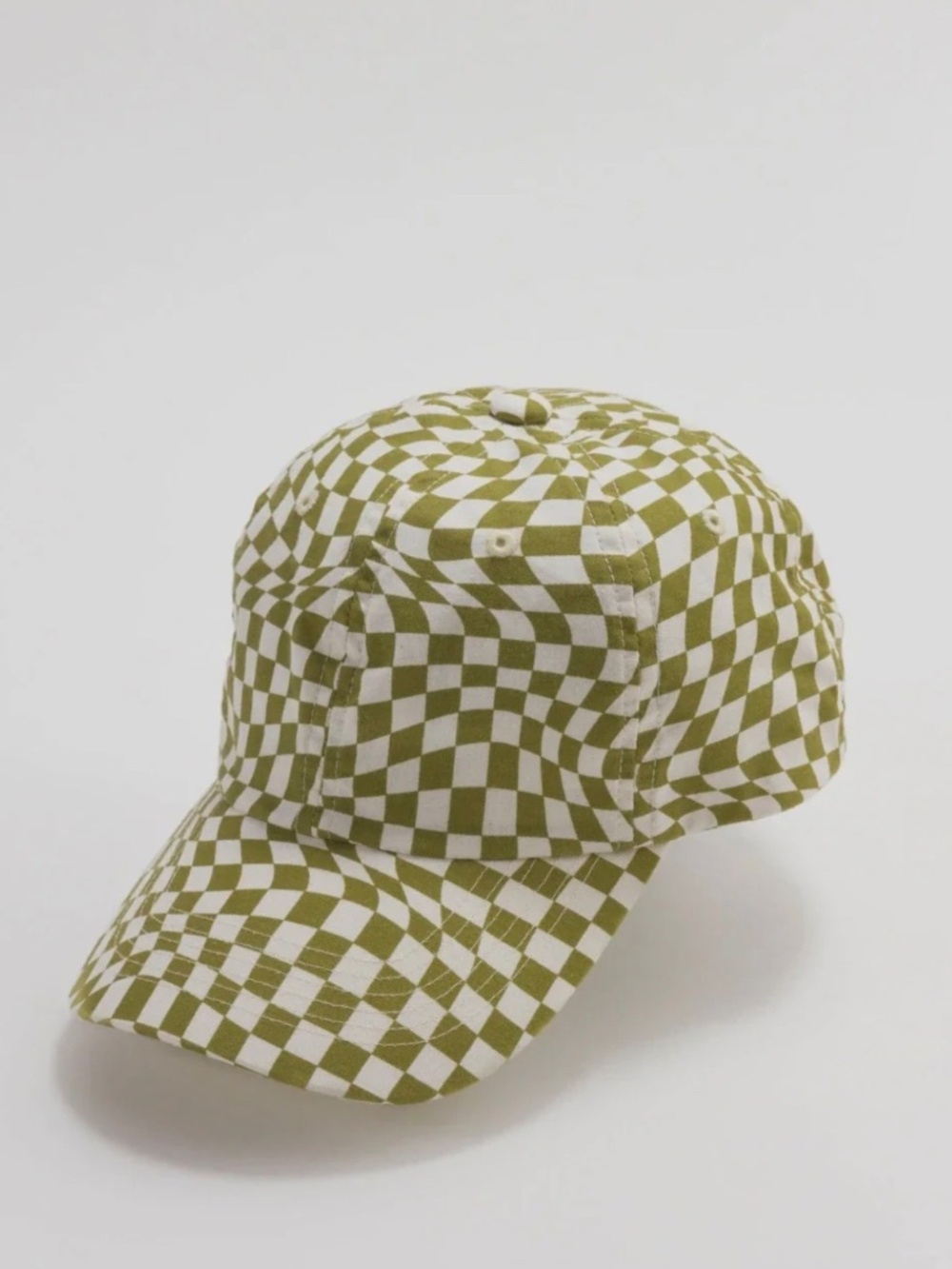 BAGGU olive green Trippy Checker baseball cap cotton hat OS